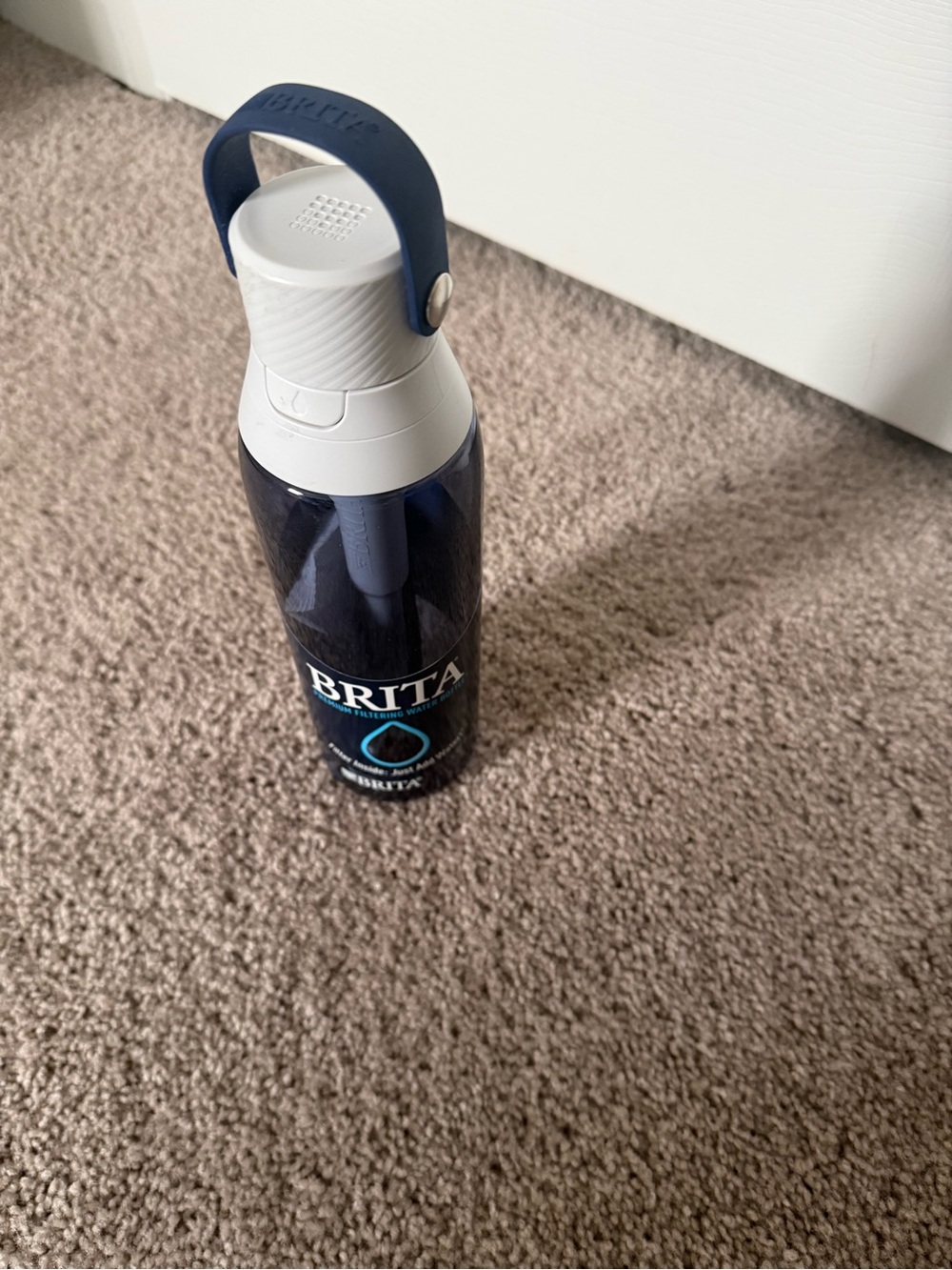Brita Navy and White Filtered Water Bottle with Carry Handle